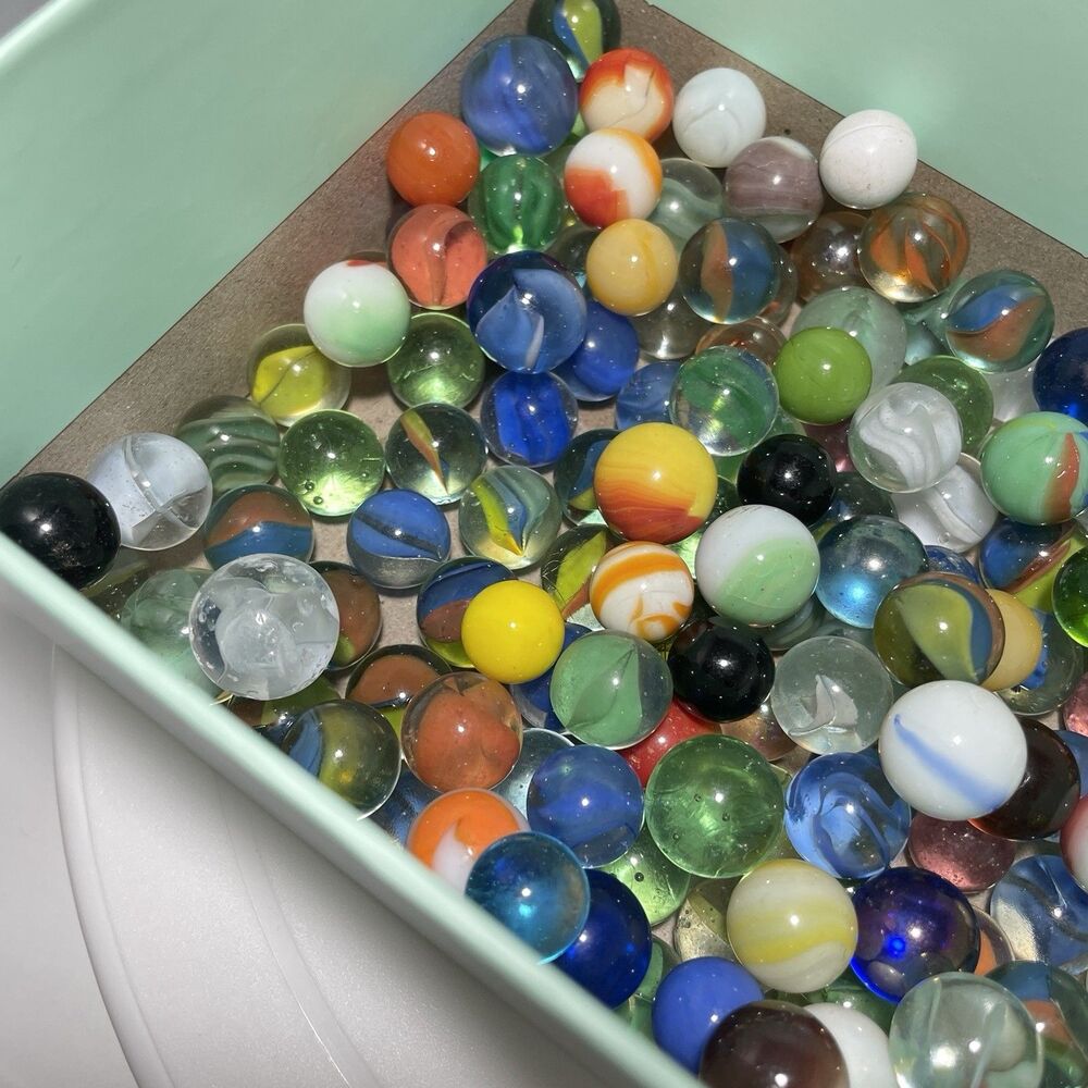 Vintage Glass Marbles Lot in Atlas Mason Jar Mixed Colors Swirls Bulk Common - Picture 9 of 14